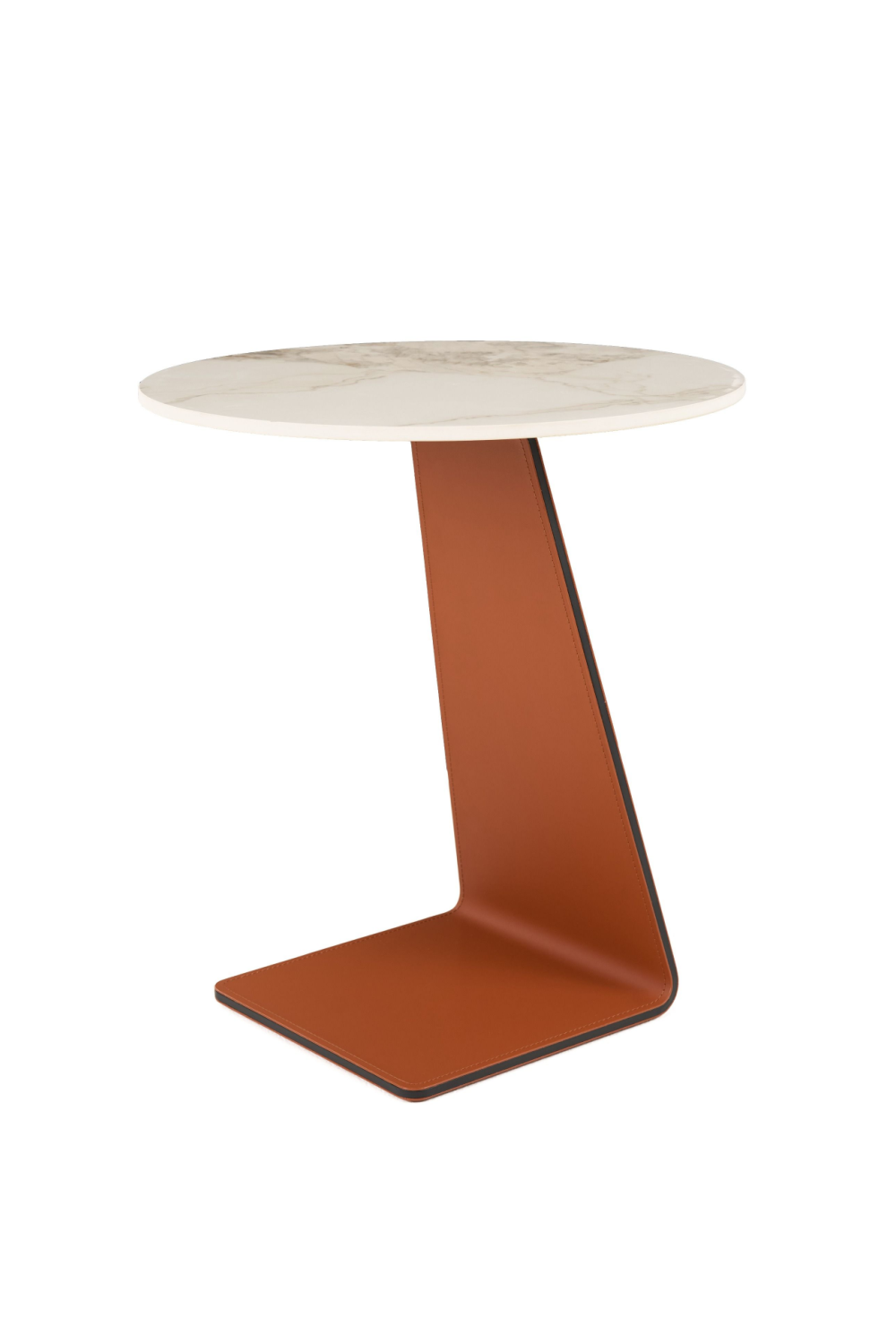 Orange Leather Base End Table | OROA Modern Merkel | Oroa.com