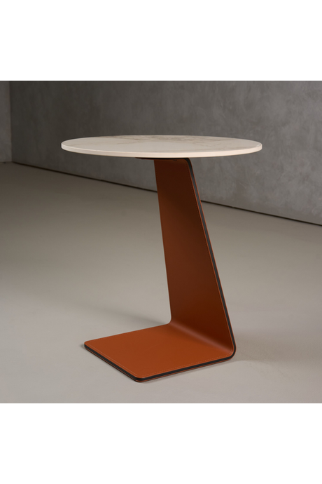 Orange Leather Base End Table | OROA Modern Merkel | Oroa.com