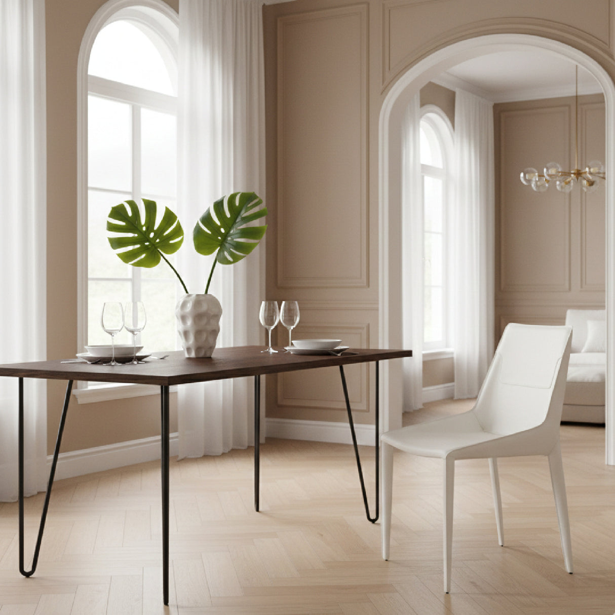 Saddle Leather Dining Chairs (2) | OROA Modern Halo