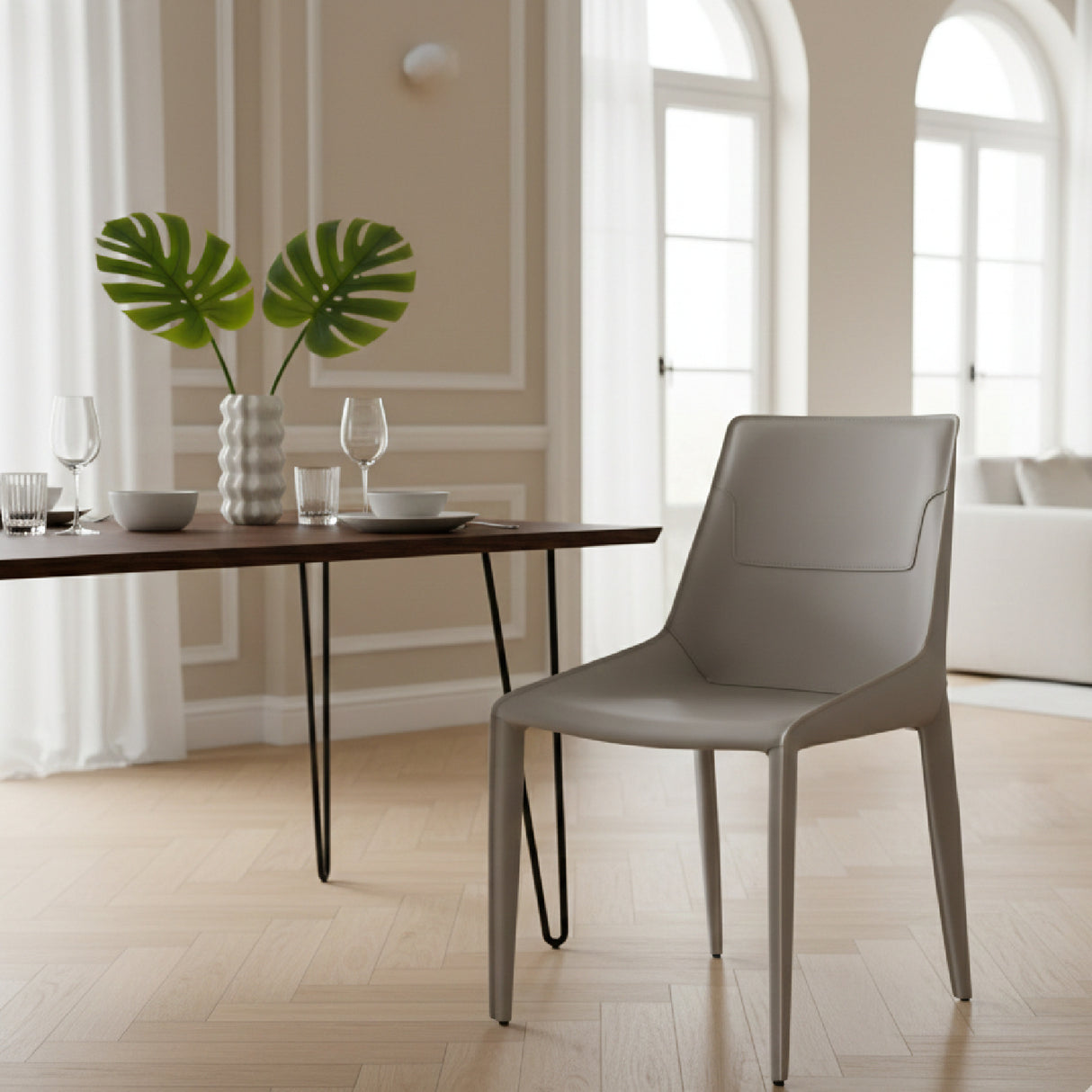 Saddle Leather Dining Chairs (2) | OROA Modern Halo