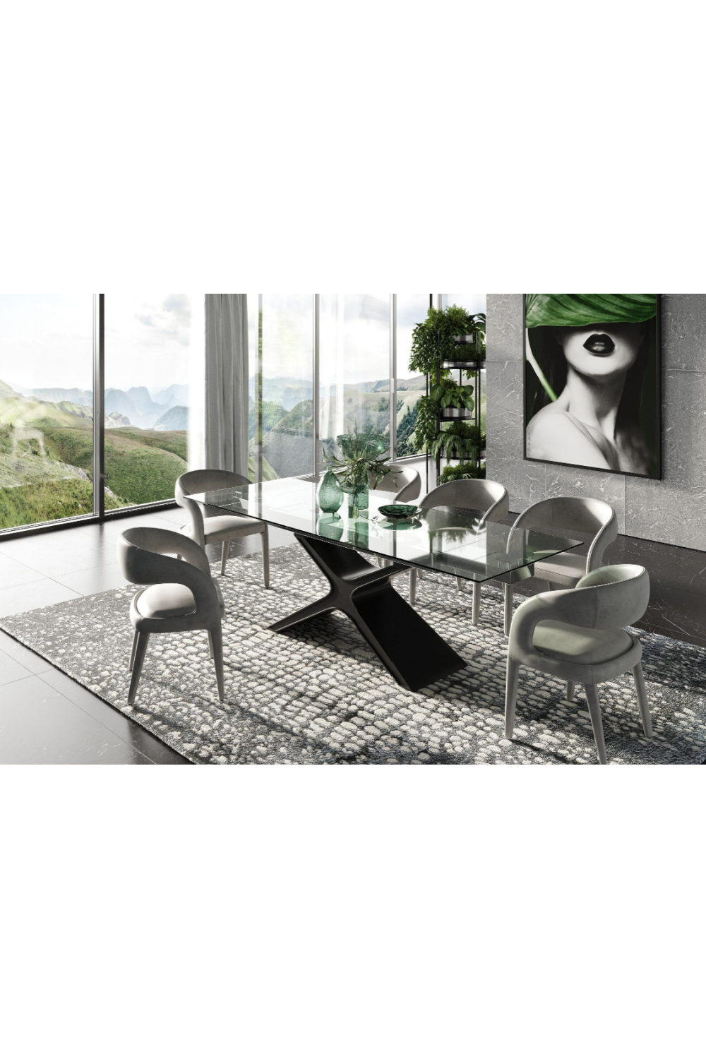 Black Glass Extendable Dining Table | OROA Modern Adler | Oroa.com