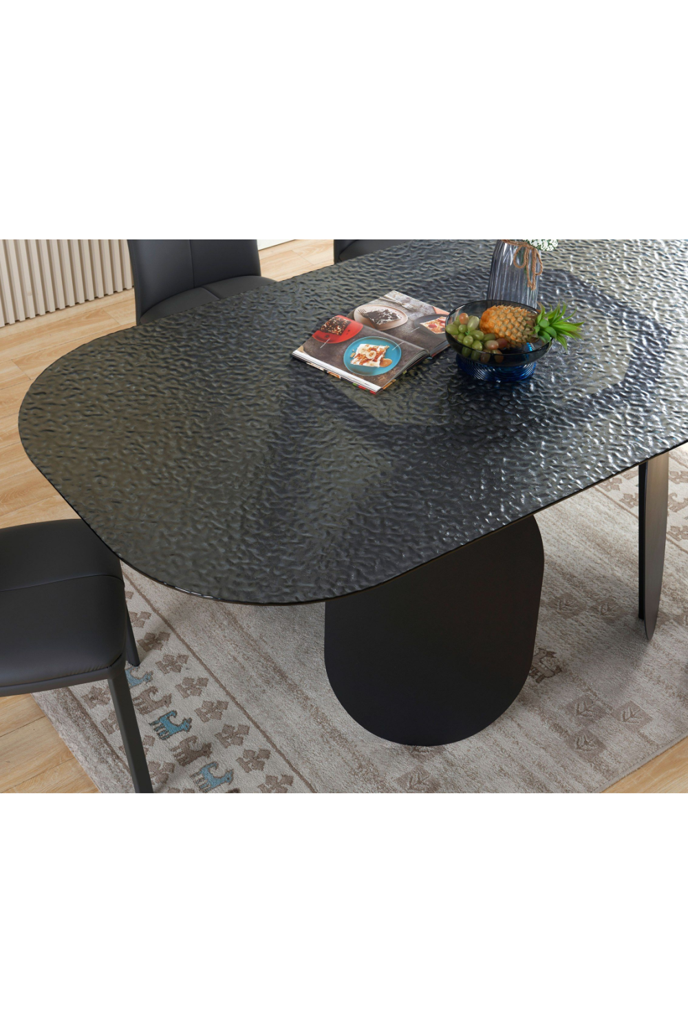 Hammered Gray Glass Dining Table | OROA Modern Maxine | Oroa.com