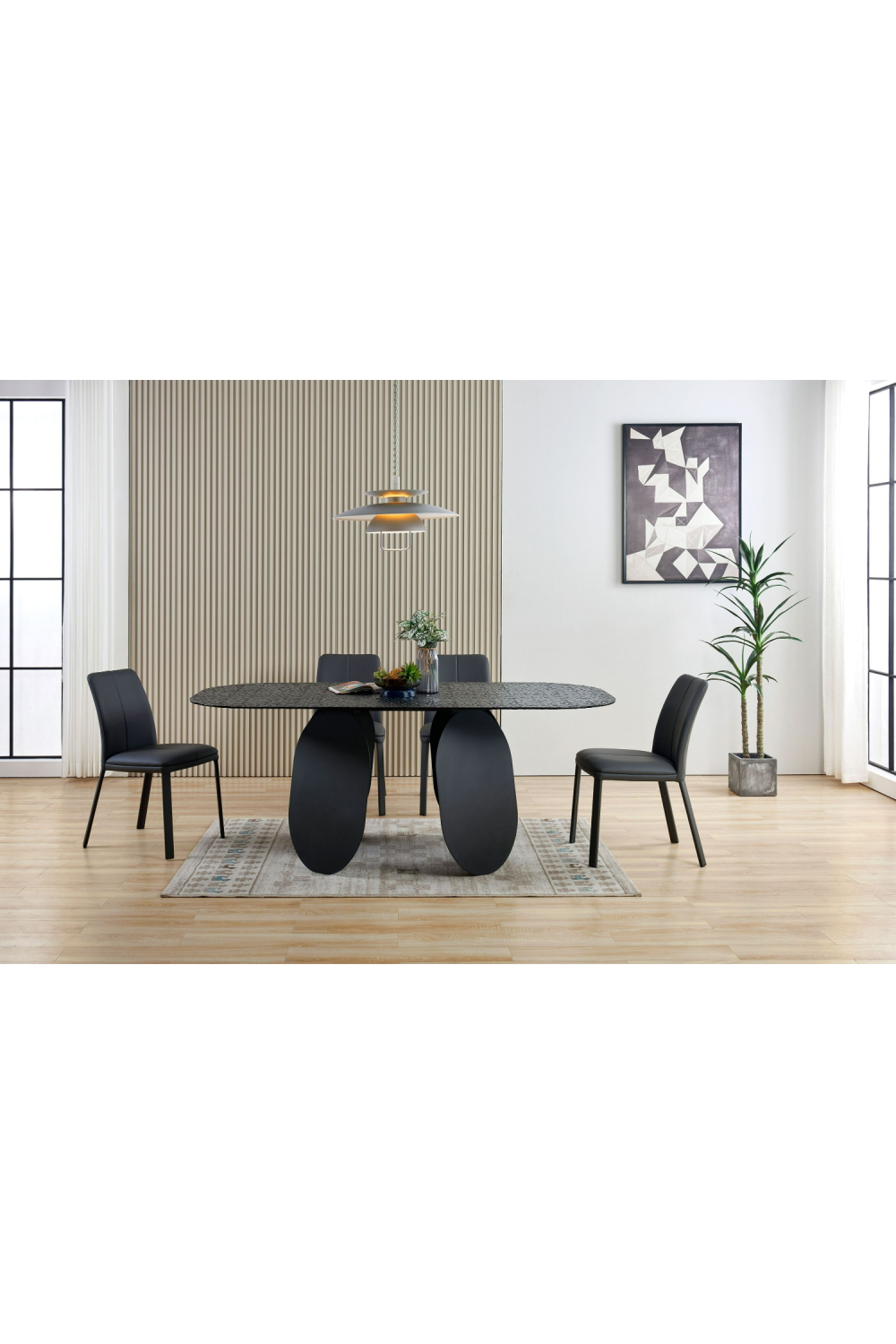 Hammered Gray Glass Dining Table | OROA Modern Maxine | Oroa.com