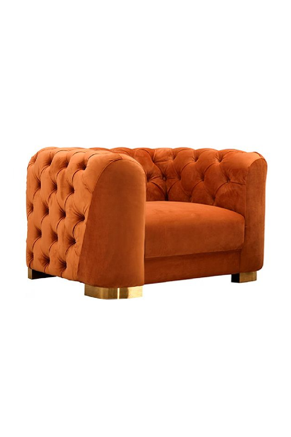 Orange Velvet Tufted Lounge Chair | OROA Modern Duarte | Oroa.com