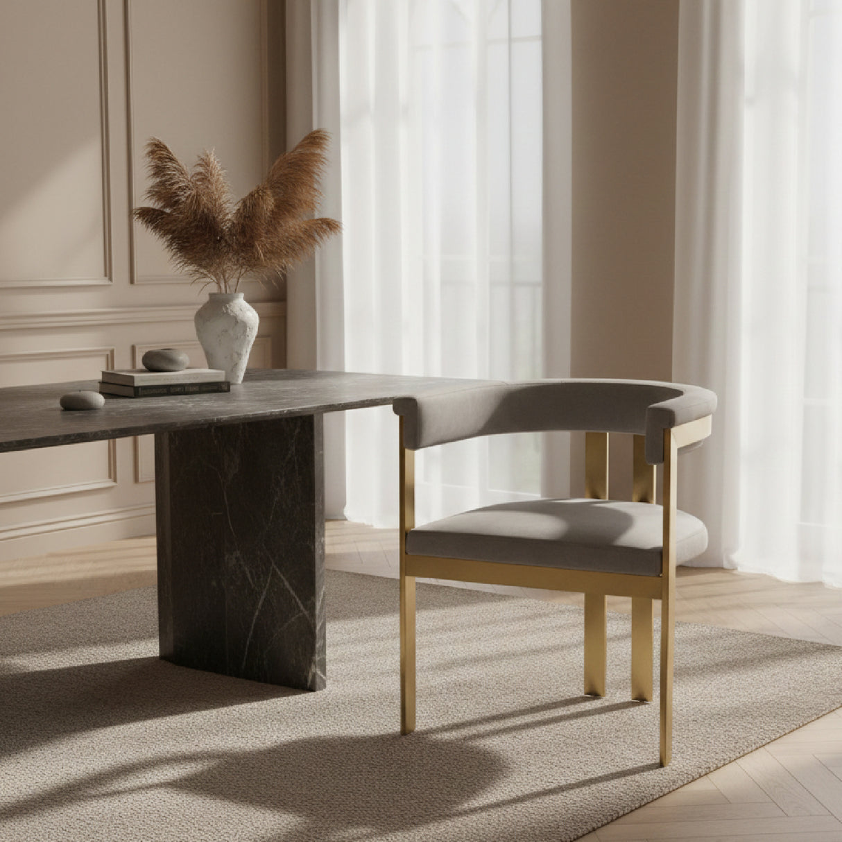   Gray Velvet Dining Chair | Oroa.com