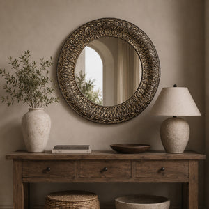   Modern European furniture - Vintage Gold Round Mirror - www.oroa.com | Oroa.com