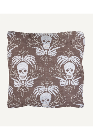 Gray Linen Skull Motif Pillow | Vical Home Calaveras | Oroa.com