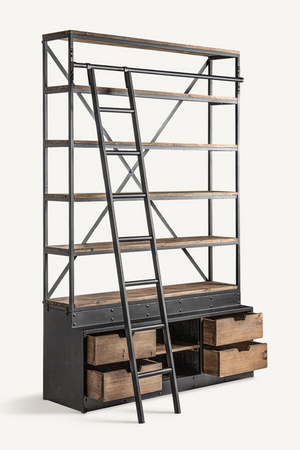 Iron Framed Bookcase with Ladder | Vical Home Ivalo | Oroa.com