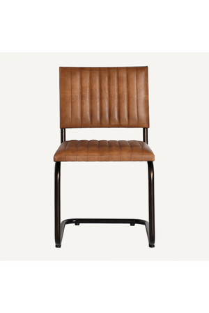Brown Leather Cantilevered Dining Chair | Vical Home Chadron | Oroa.com