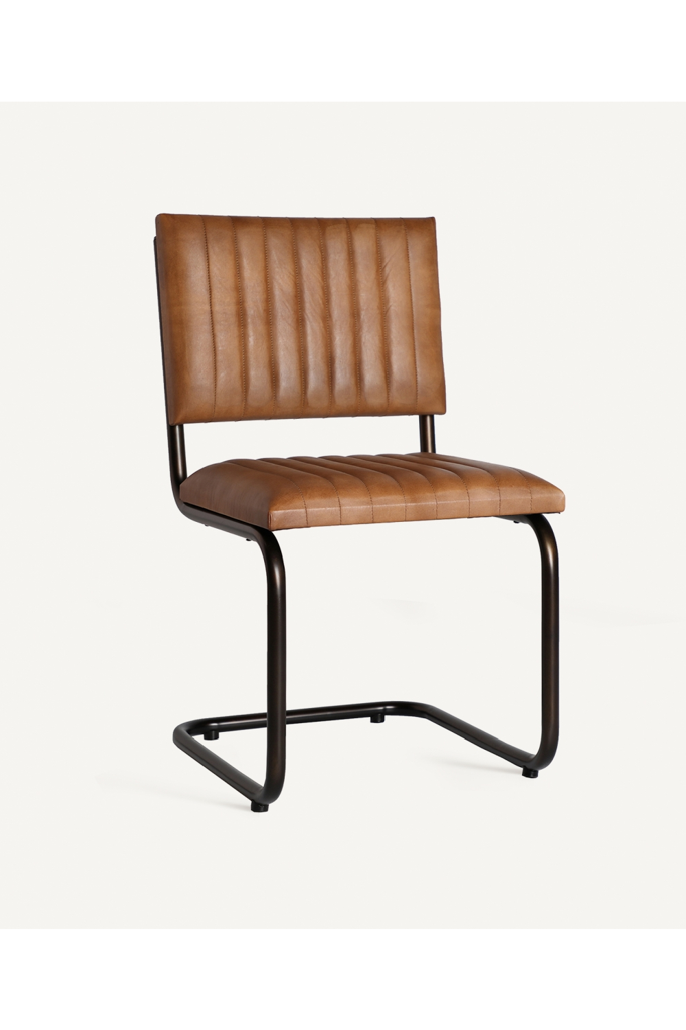 Brown Leather Cantilevered Accent Chair | Vical Home Chadron | Oroa.com