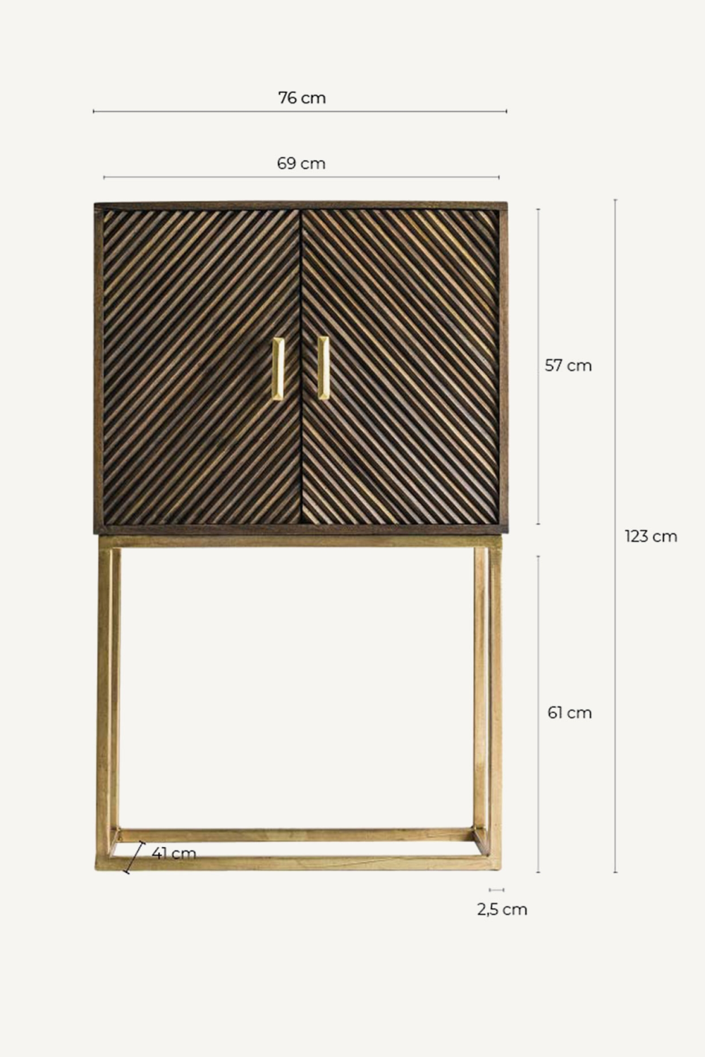 Gold 2-Door Bar Cabinet | Vical Home Kraj | Oroa.com