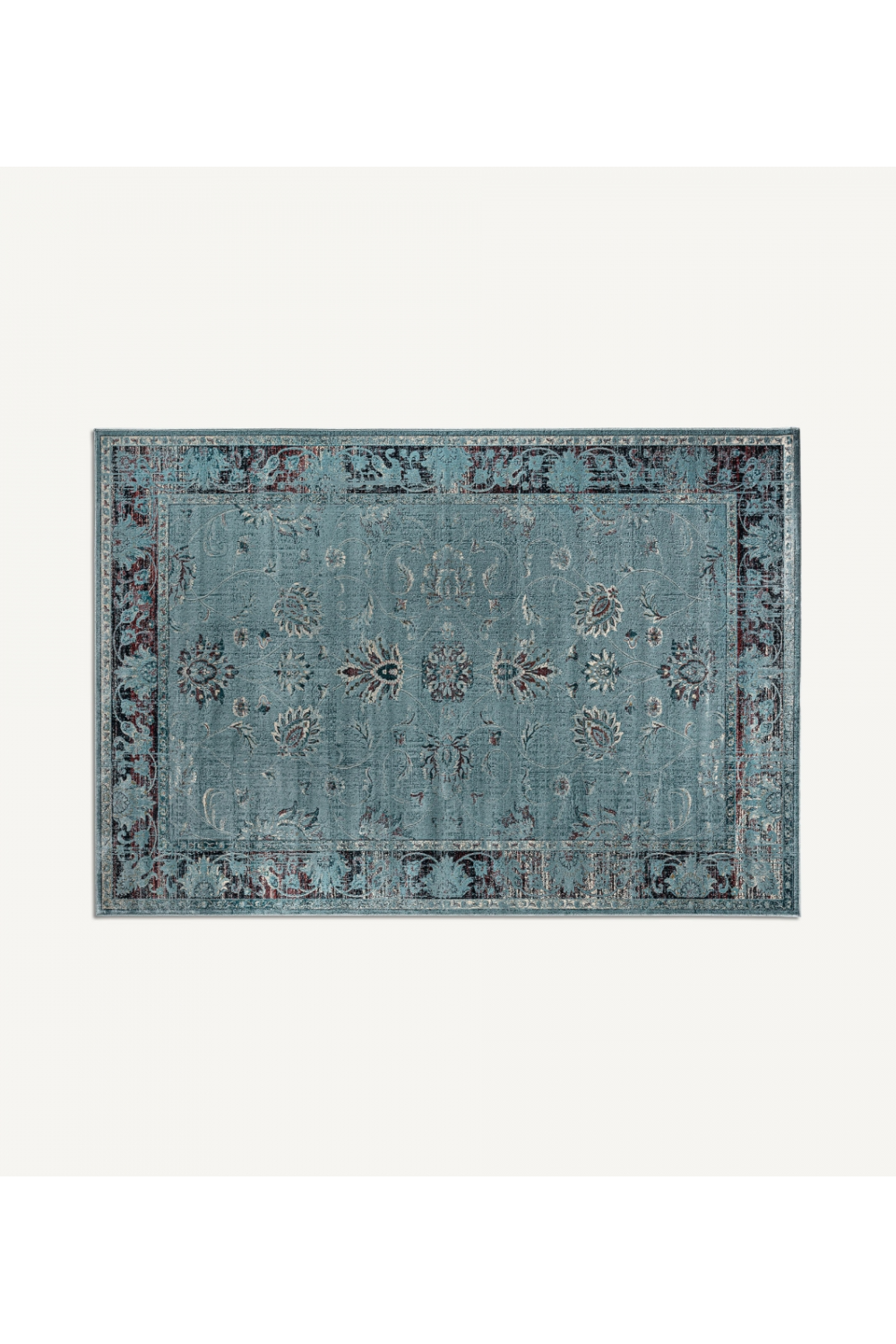 Turquoise Floral Area Rug 7'6" x 5' Suyay Rug | Oroa.com