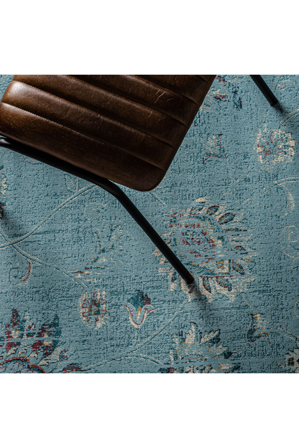 Turquoise Floral Area Rug 7'6" x 5' Suyay Rug | Oroa.com