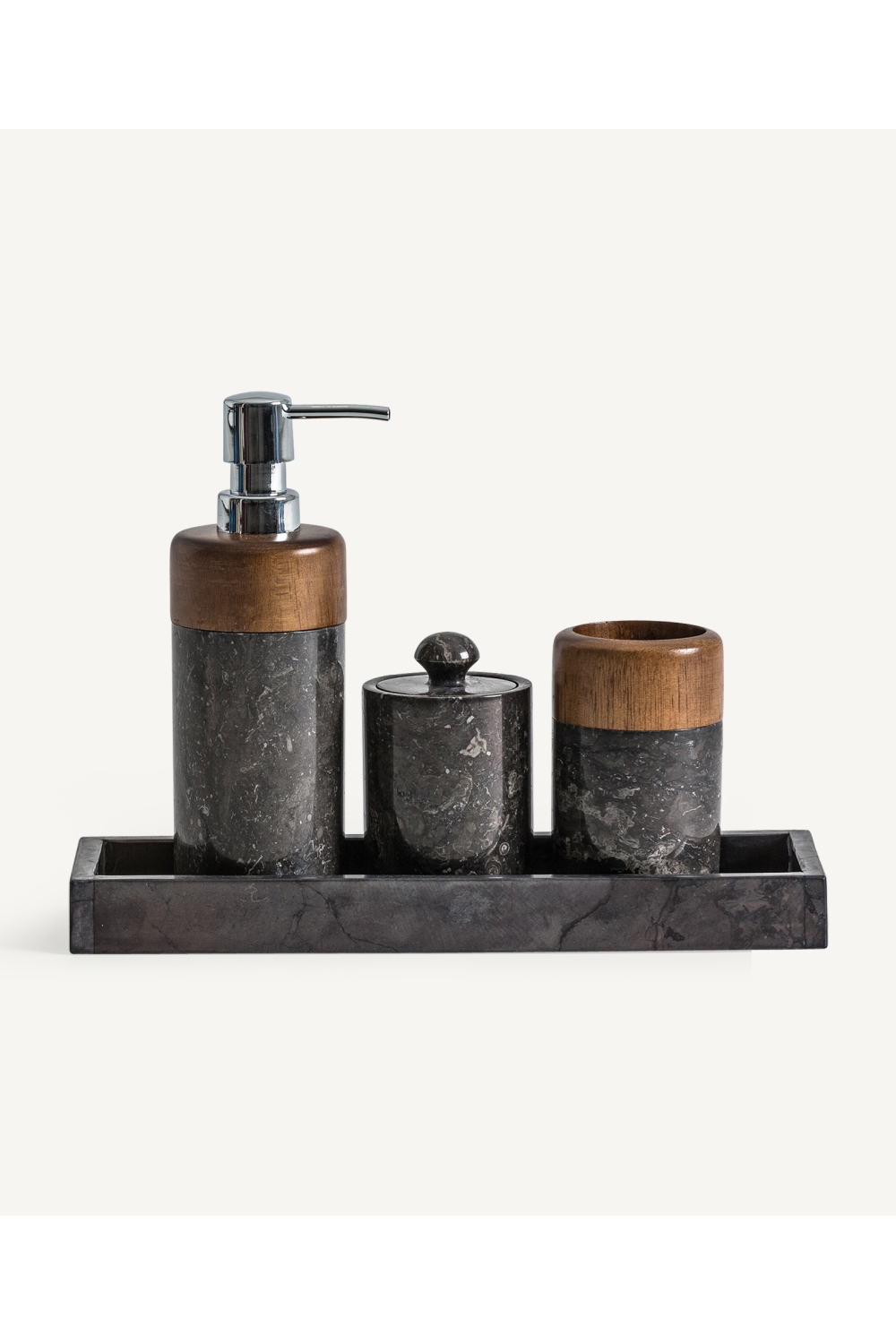 Onyx And Wood Toiletry Set (4) | Vical Home Neptune | Oroa.com