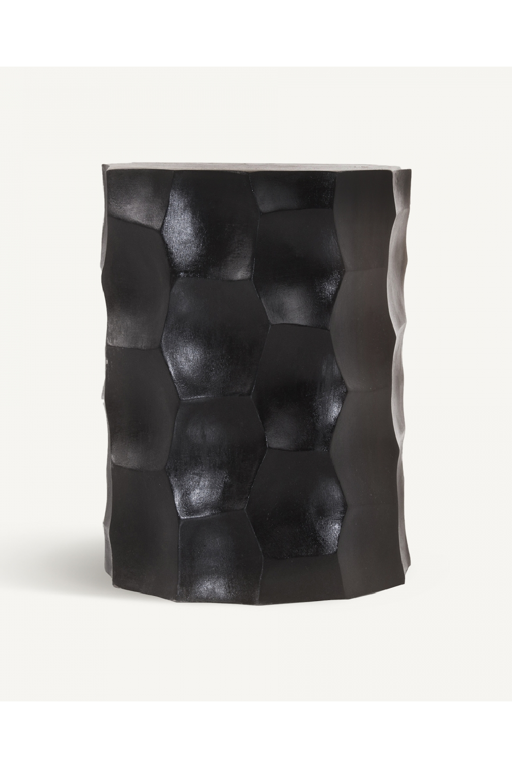 Matte Black Carved Out Stool | Vical Home Lesotto | Oroa.com