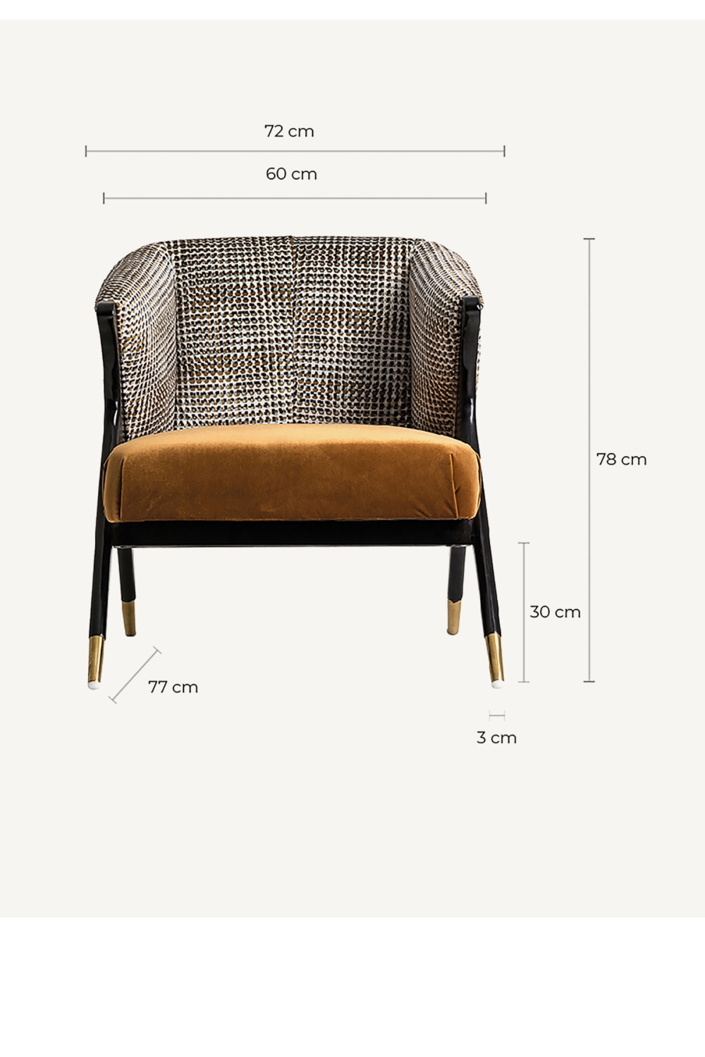 Ocher Velvet Seat Armchair | Vical Home Brillon | Oroa.com