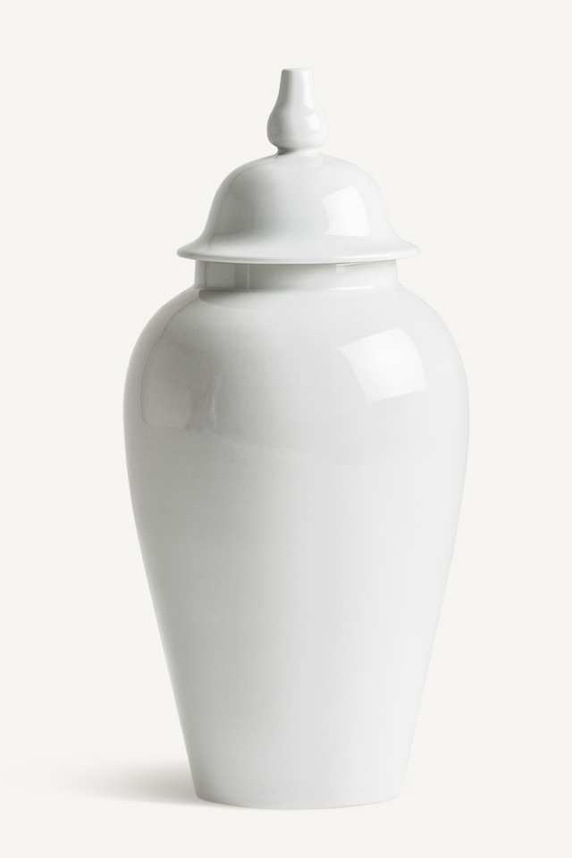 White Ceramic Lidded Vase | Vical Home Elina | Oroa.com