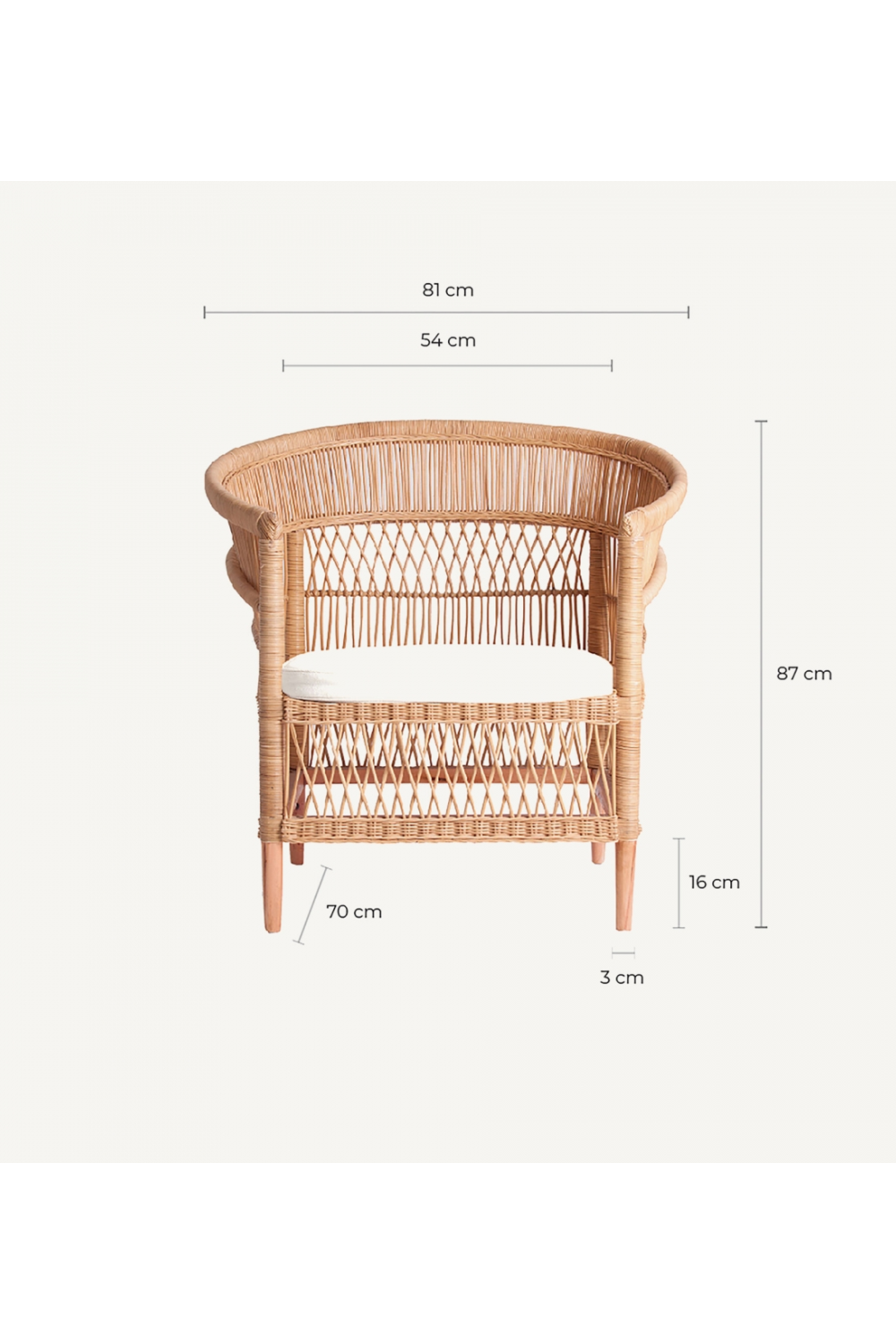 Rattan Padded Contemporary Armchair | Vical Home Elna | Oroa.com