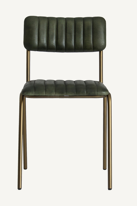 Green Leather Chanelled Dining Chair | Vical Home Chadron | Oroa.com