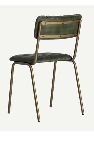 Green Leather Chanelled Dining Chair | Vical Home Chadron | Oroa.com