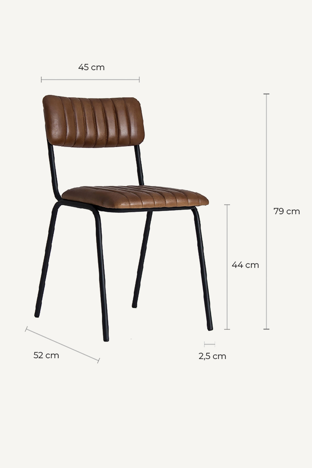 Brown Leather Padded Dining Chair | Vical Home Chadron | Oroa.com