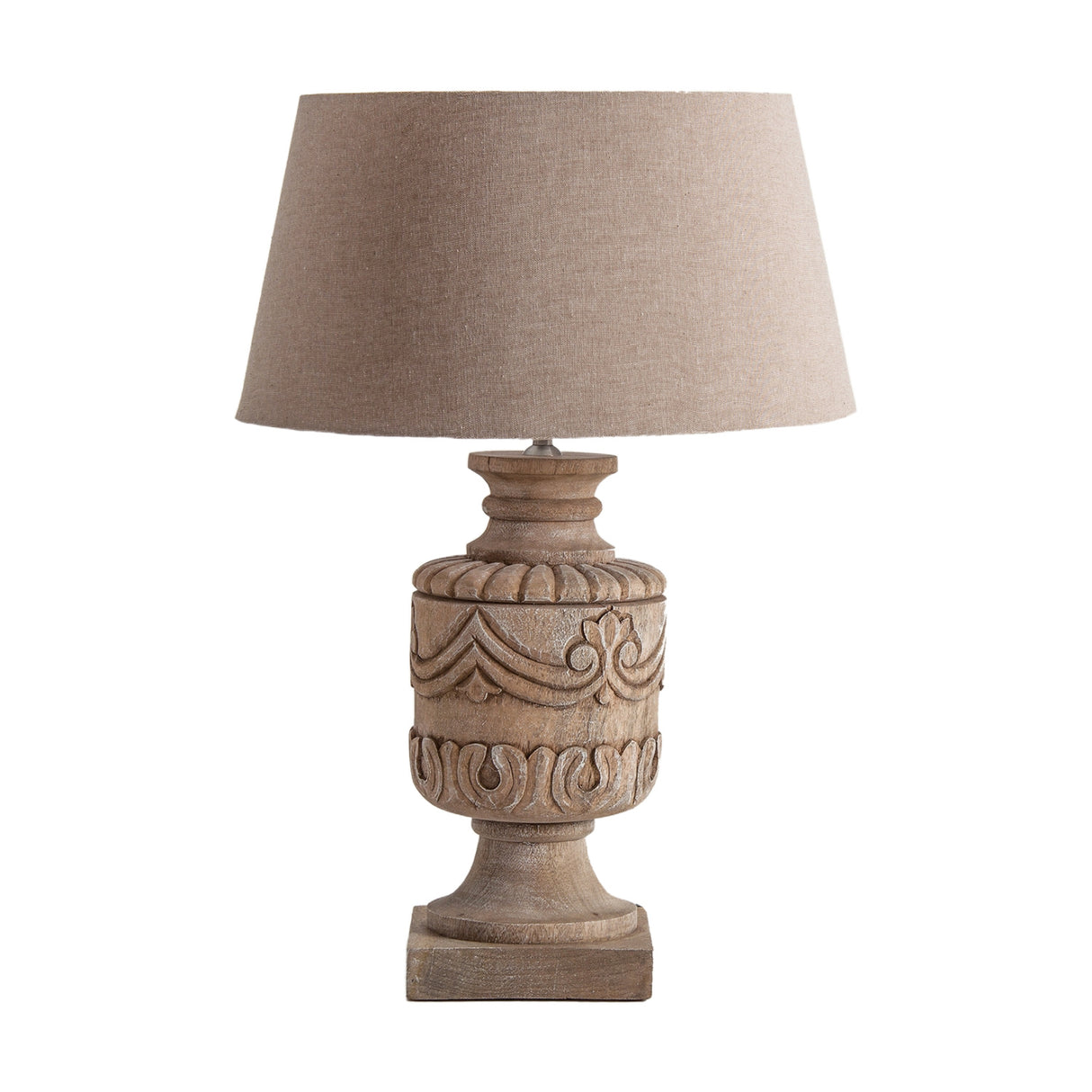   Carved Mango Wood Table Lamp | Oroa.com
