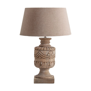   Carved Mango Wood Table Lamp | Oroa.com