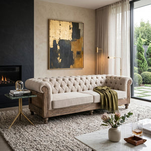   Beige Tufted Chesterfield Sofa | Oroa.com