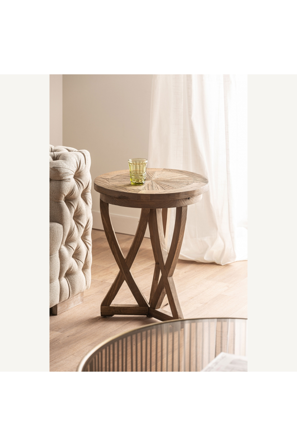 Crisscross Base Pine Side Table | Vical Home Chirlwe | Oroa.com