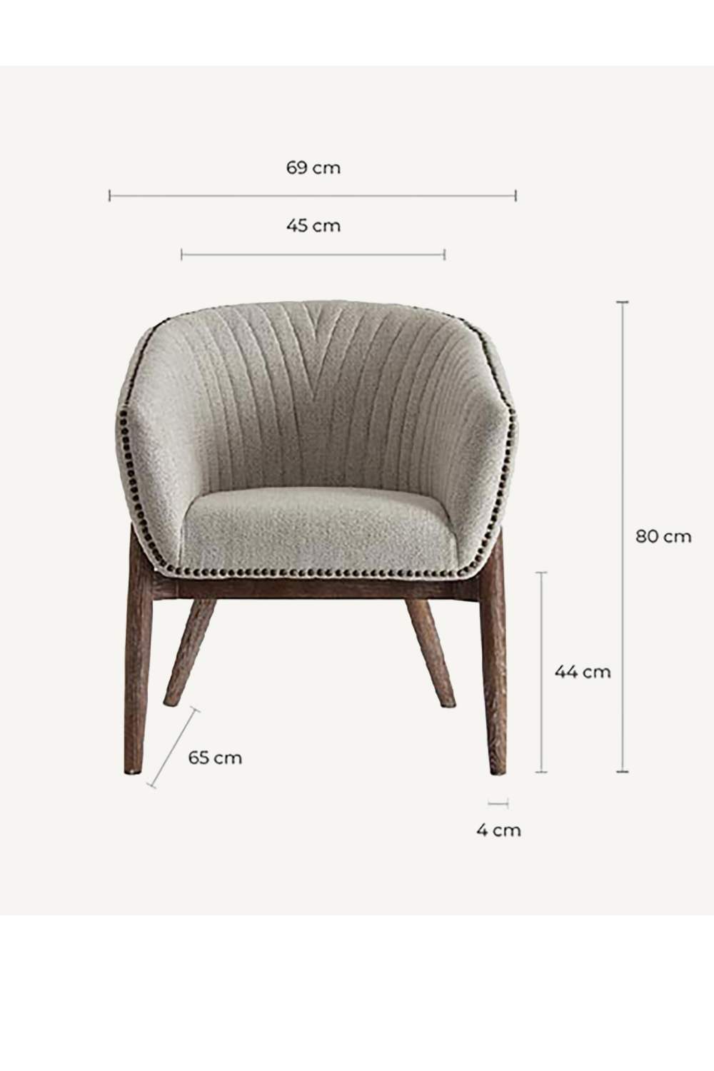 White Studded Barrel Armchair | Vical Home Neive | Oroa.com