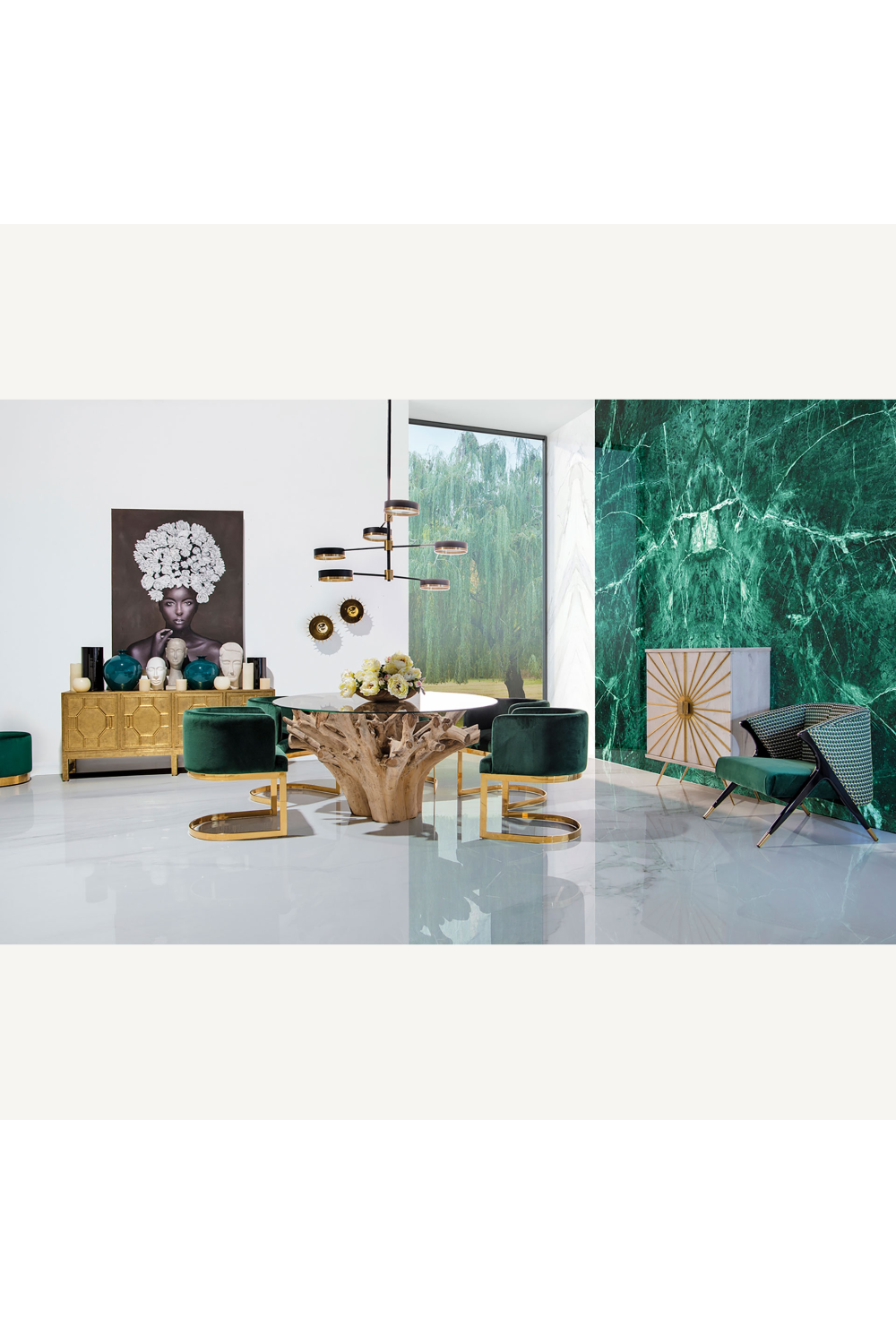 Green Velvet Cantilevered Accent Chair | Vical Home Betliar | Oroa.com