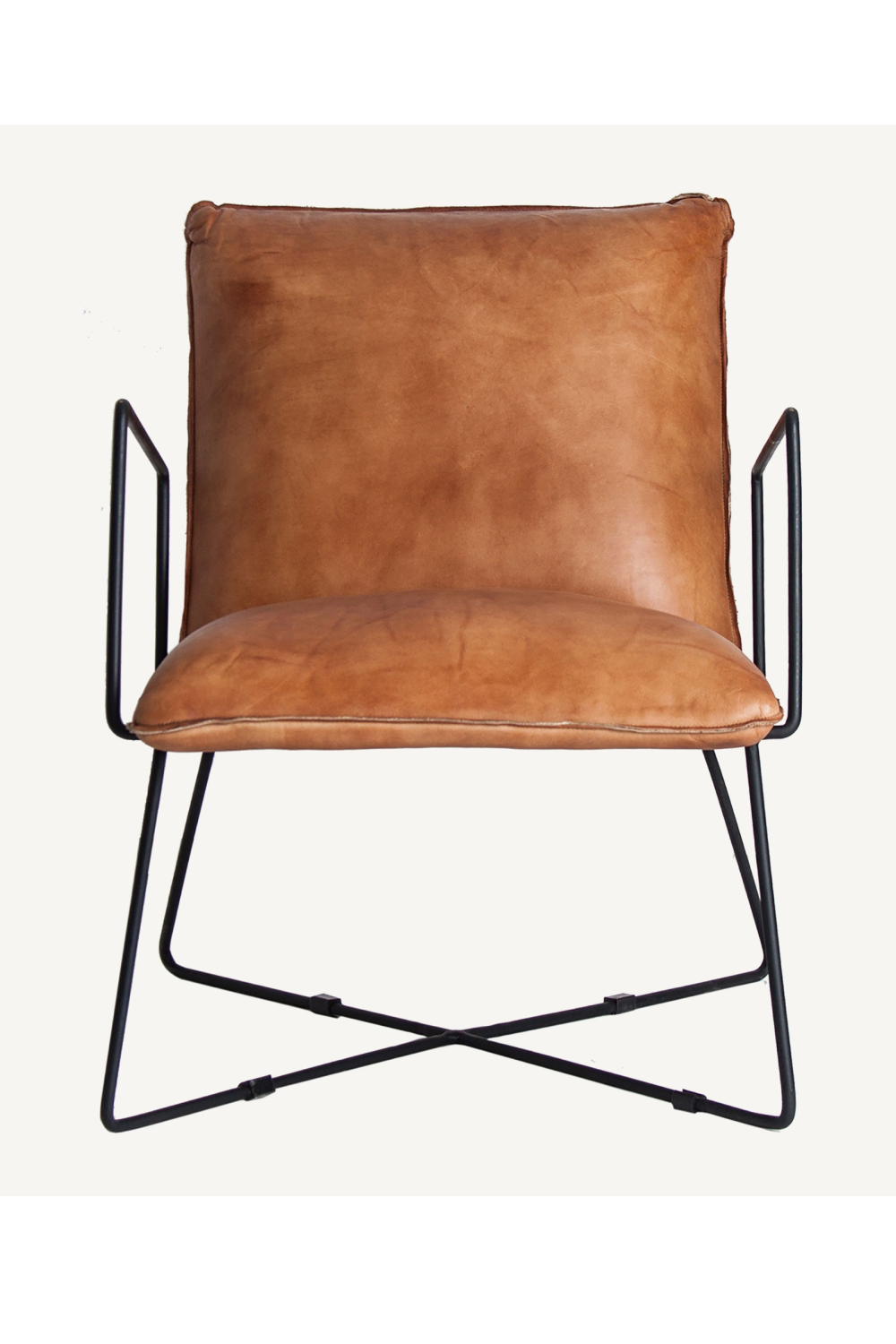 Brown Leather Industrial Armchair | Vical Home Seney | Oroa.com