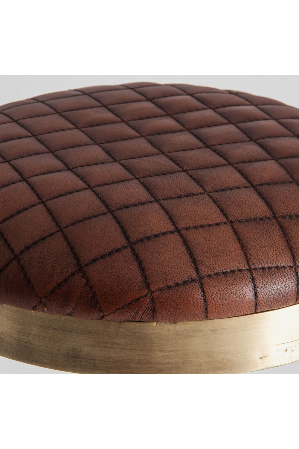 Brown Leather Round Stool | Vical Home Ottawa | Oroa.com