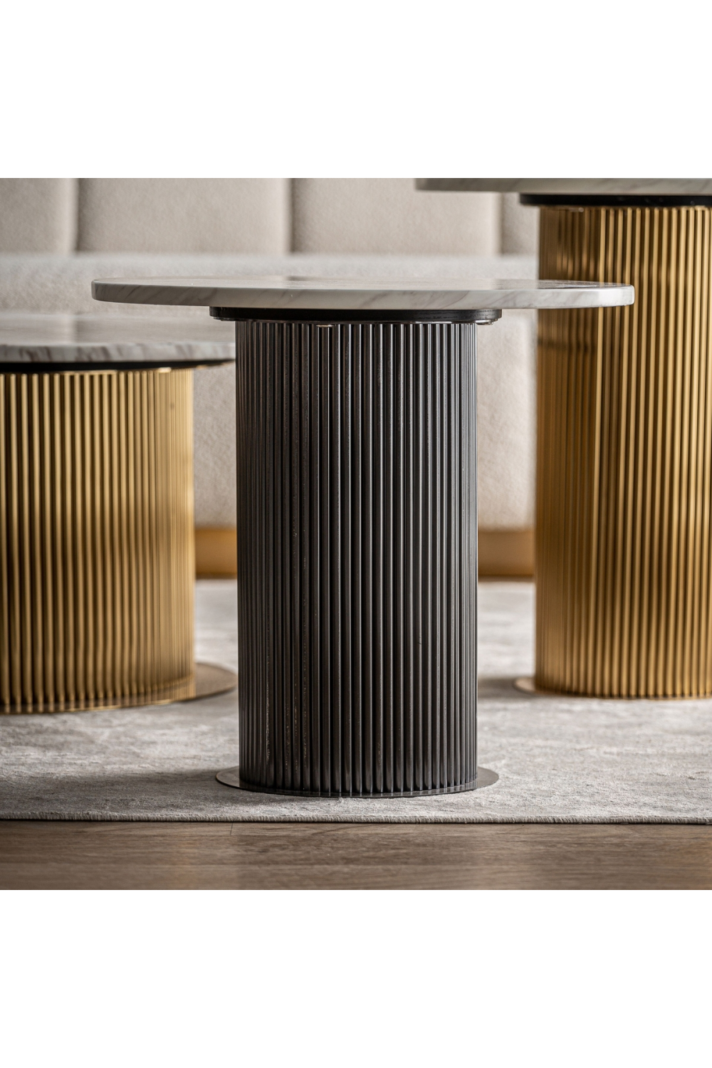 Black Fluted Pedestal Side Table | Vical Home Coen | Oroa.com