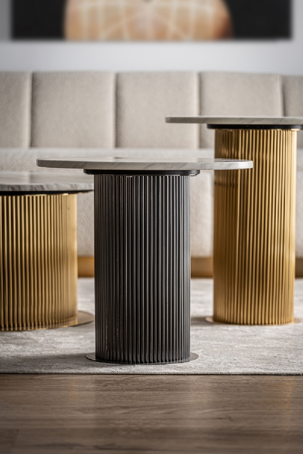 Black Fluted Pedestal Side Table | Vical Home Coen | Oroa.com