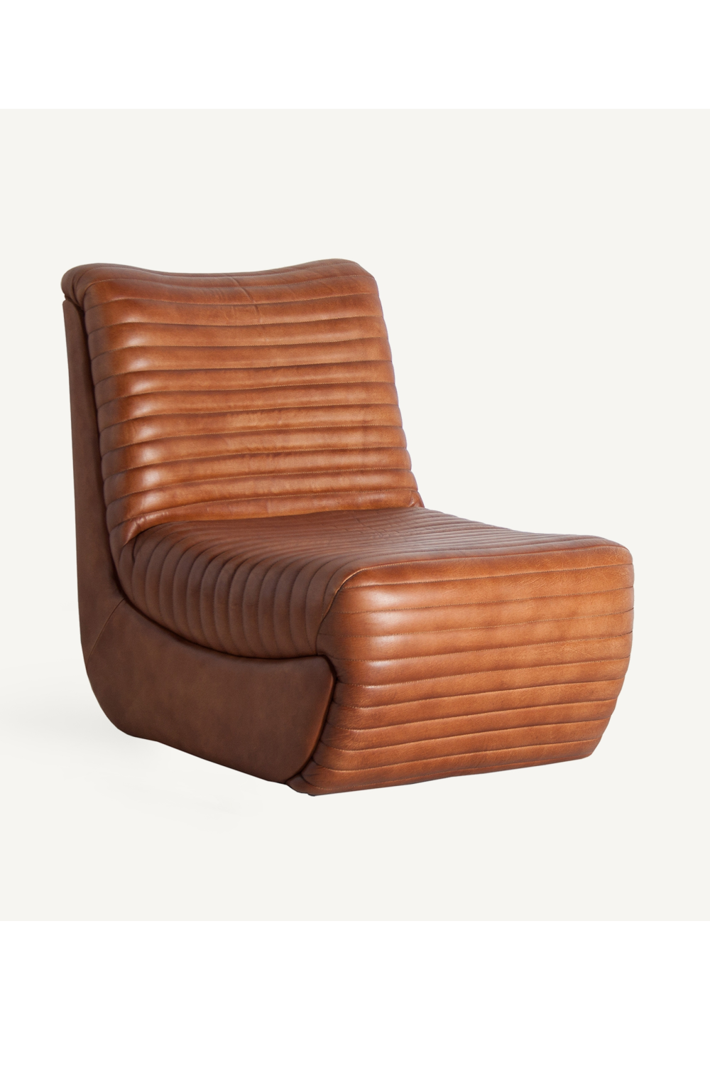 Brown Leather Chanelled Armchair | Vical Home Almstock | Oroa.com