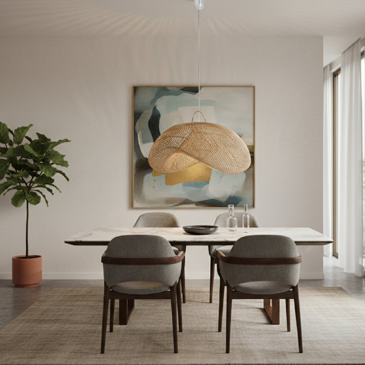 Rattan Curved Hanging Lamp | Vical Home | Oroa.com