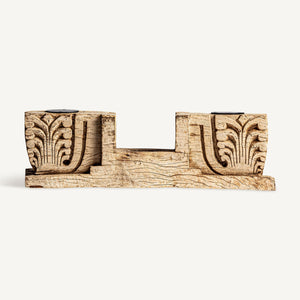   Carved Teak Wood Candle Holder | Oroa.com