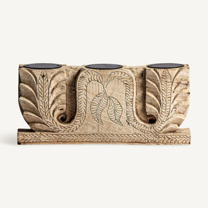   Carved Teak Wood Candle Holder | Oroa.com