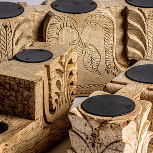   Carved Teak Wood Candle Holder | Oroa.com