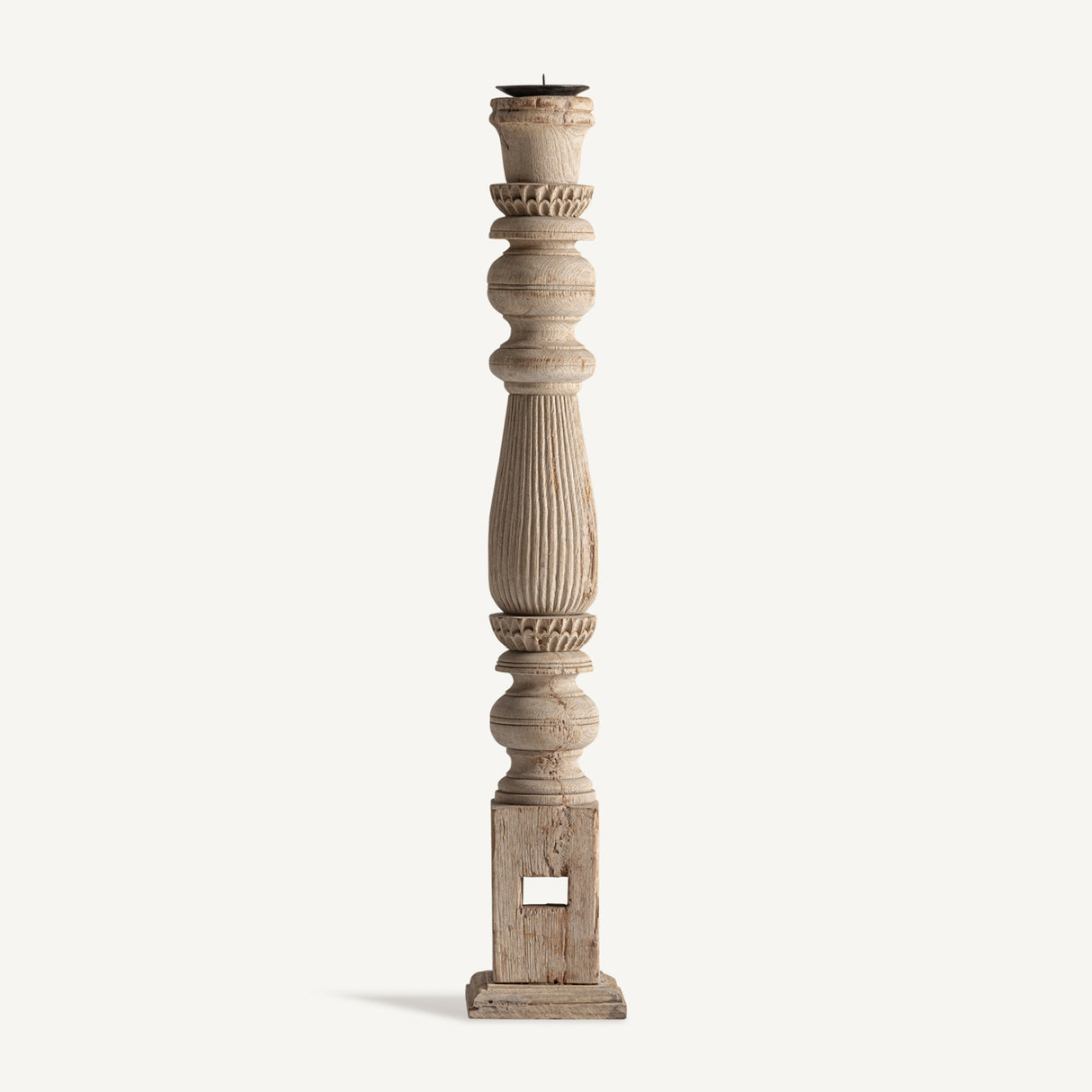   Carved Wooden Candle Holder | Oroa.com