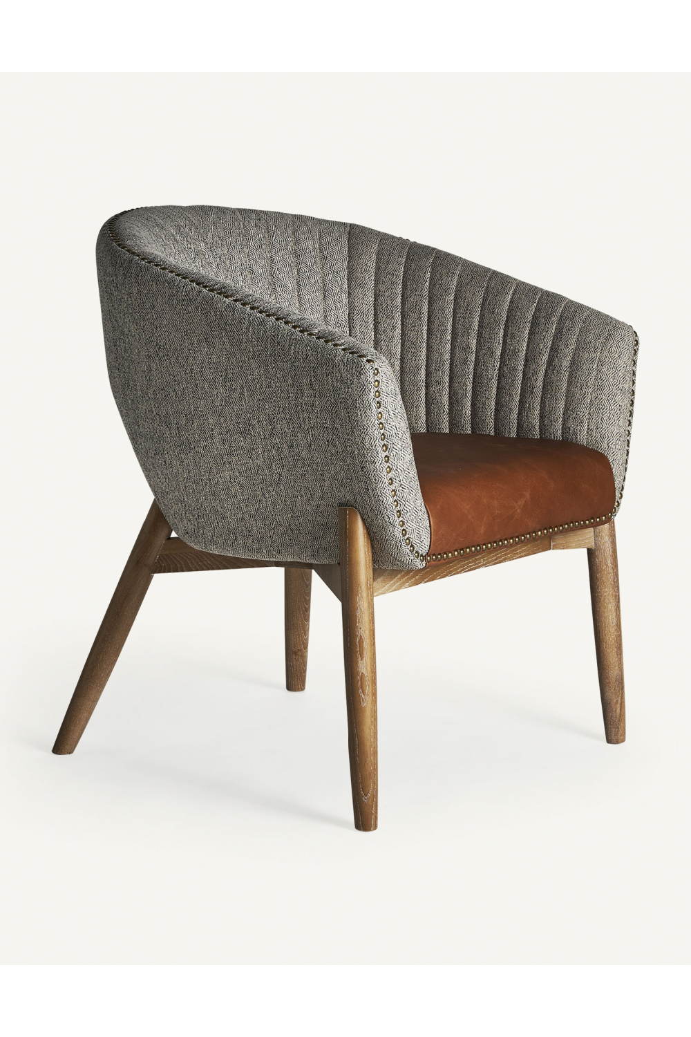 Gray Studded Barrel Armchair | Vical Home Neive | Oroa.com