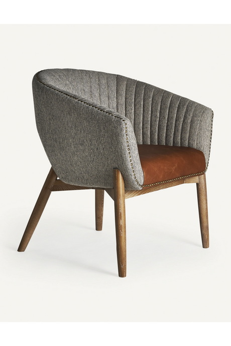 Gray Studded Barrel Armchair | Vical Home Neive | Oroa.com