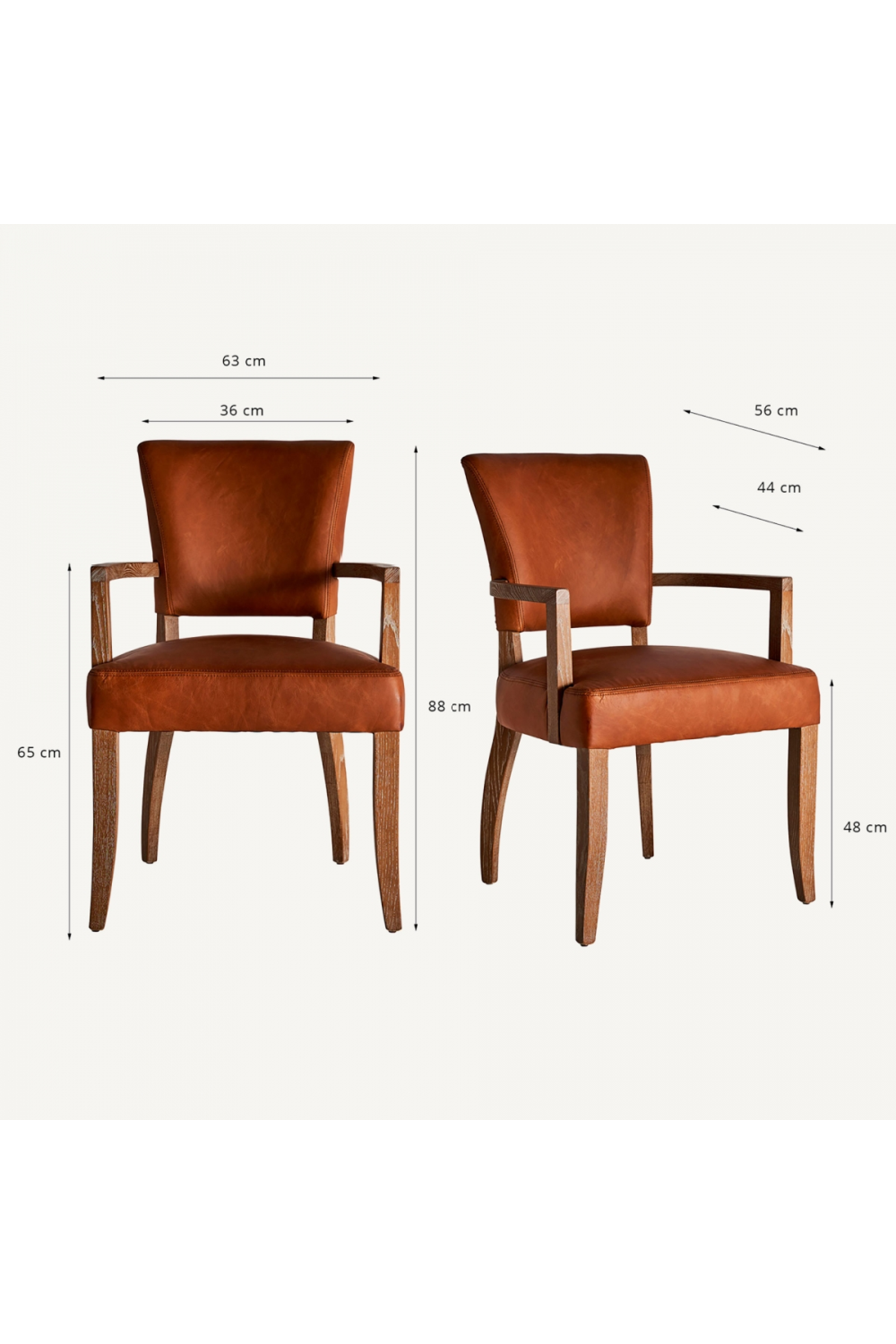 Brown Leather Accent Armchair | Vical Home Tolla | Oroa.com