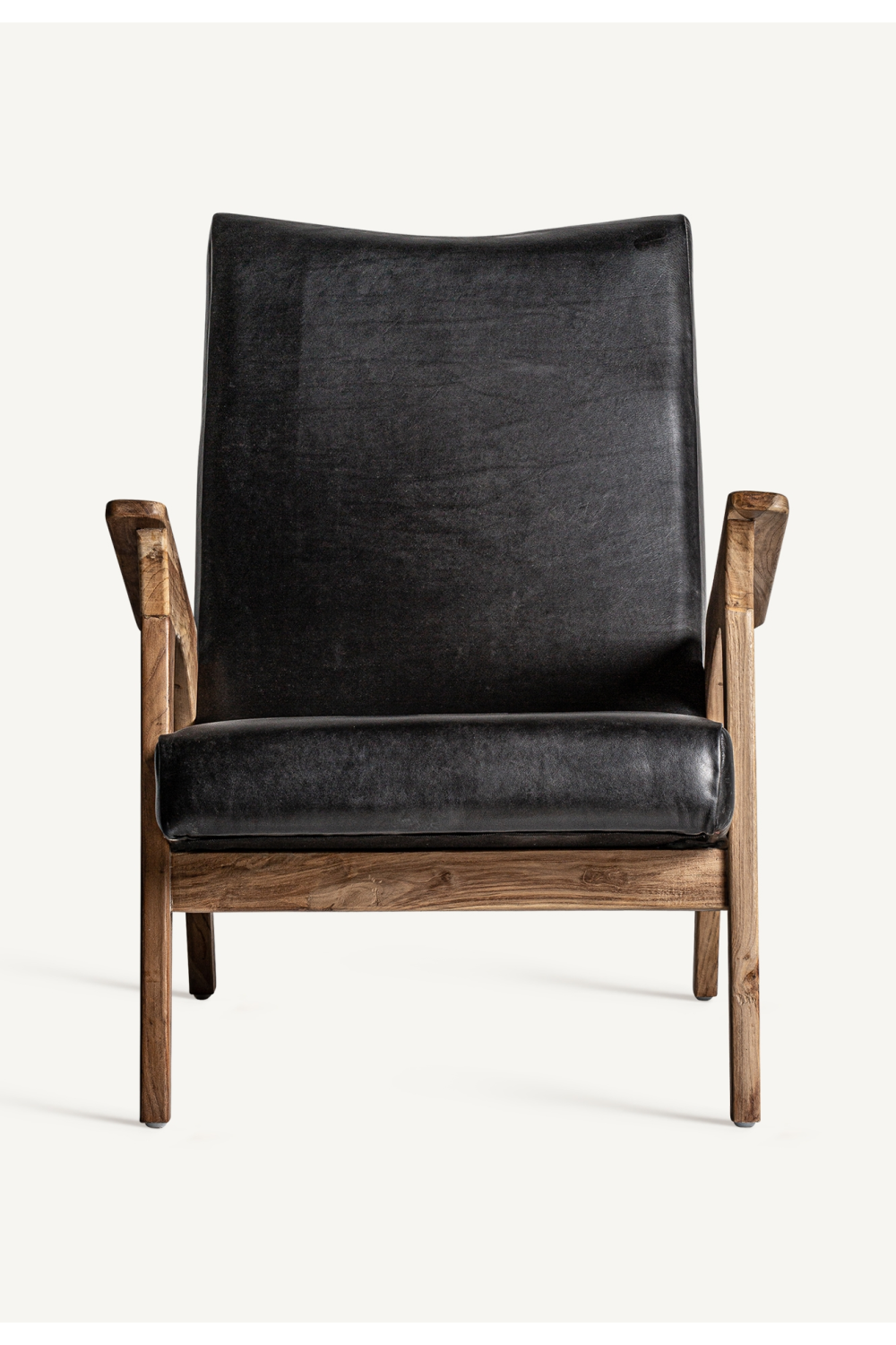 Black Leather Teak Accent Chair | Vical Home Crans | Oroa.com