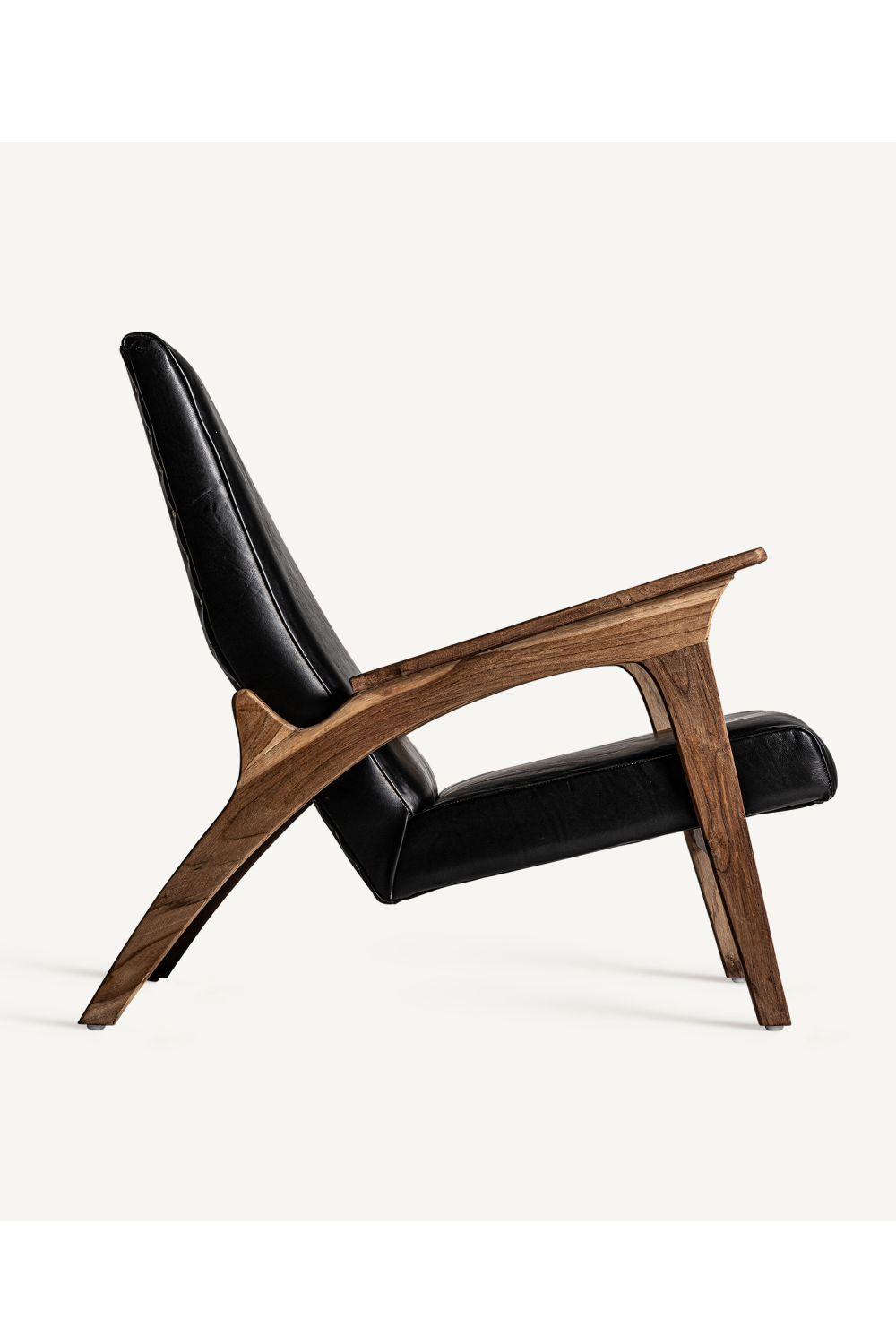 Black Leather Teak Accent Chair | Vical Home Crans | Oroa.com