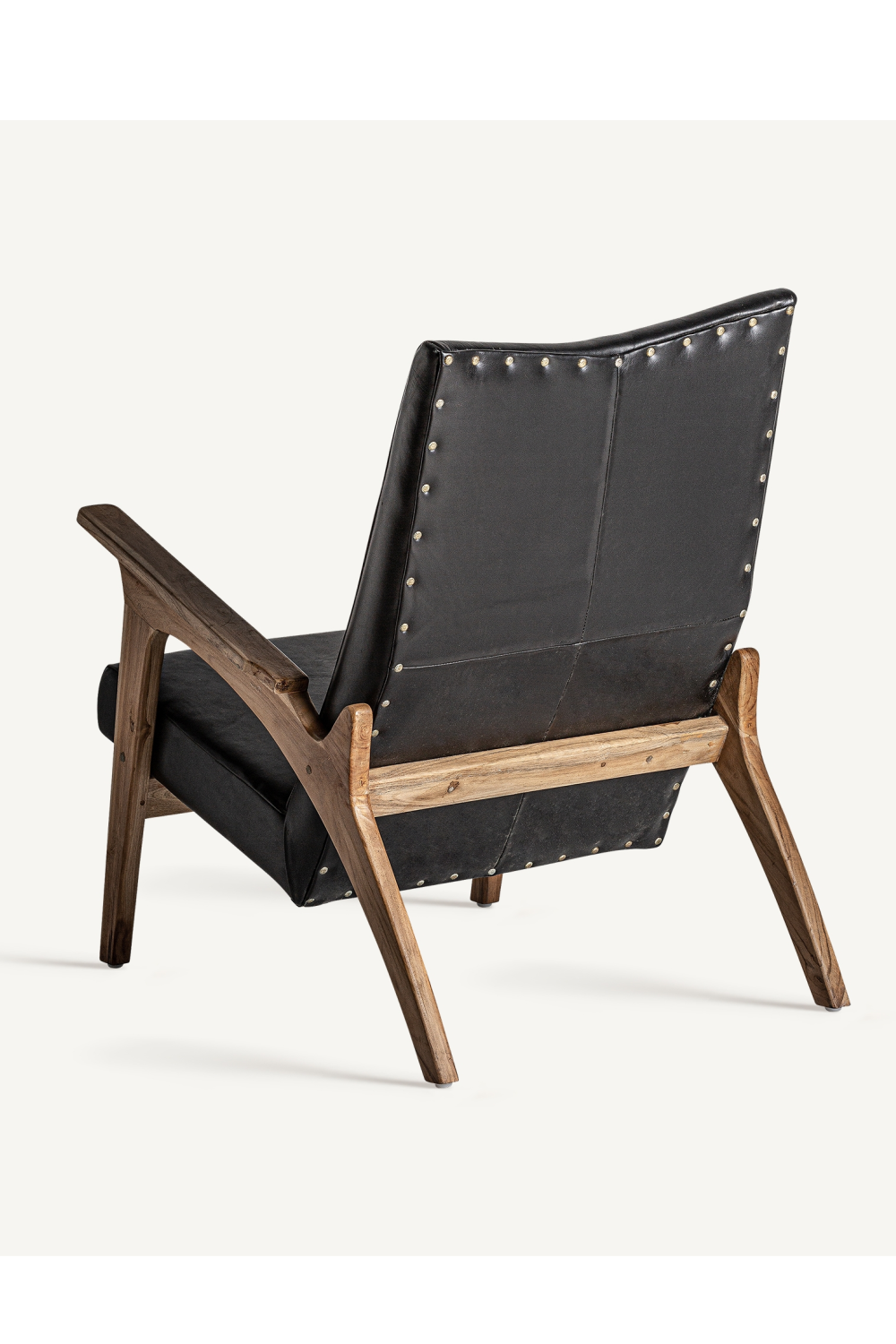 Black Leather Teak Accent Chair | Vical Home Crans | Oroa.com