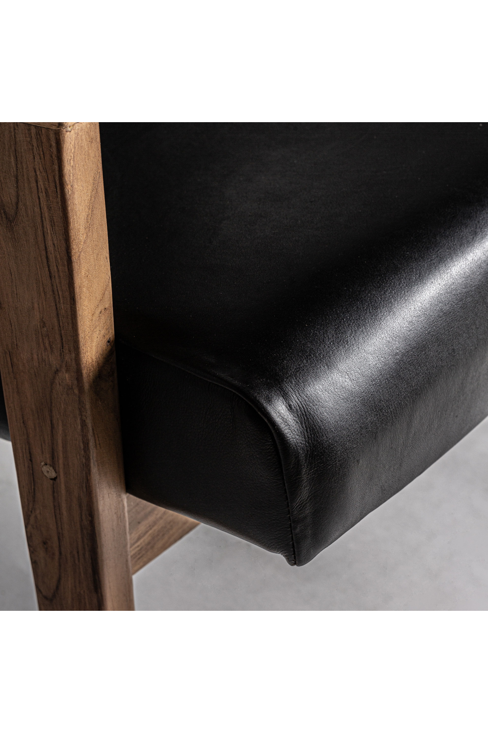 Black Leather Teak Accent Chair | Vical Home Crans | Oroa.com