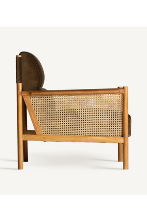 Brown Velvet Rattan Armchair | Vical Home Velburg | Oroa.com