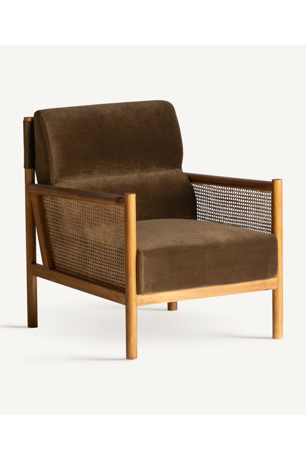 Brown Velvet Rattan Armchair | Vical Home Velburg | Oroa.com